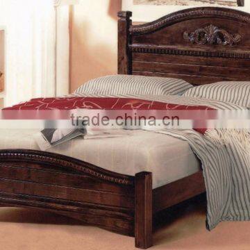 Wood Platform Carved Headboard Wooden Queen Size Bed