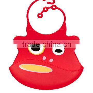 Red MONKEY Silicone Washable Baby Bib Infant Feeding Food Pocket