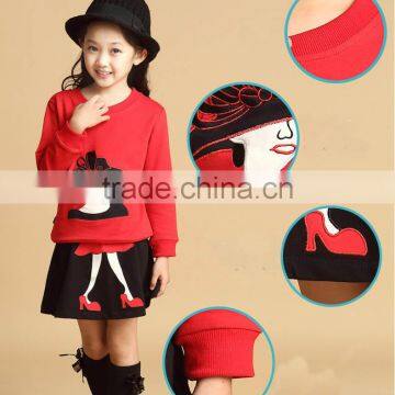 2Pcs/set New Kids Clothes Girls Clothing Sets Baby Girl Cartoon T-shirt Skirt Children Girl Dress Clothes Winter Warm 8-16 Years photo-3