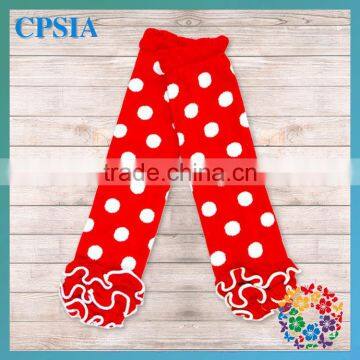 Fashion Ruffled Red Leg warmer with White Ploka Dot Pattern Design