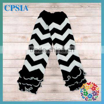 Ruffled Leg warmer Black and White Zig Zag Pattern Design