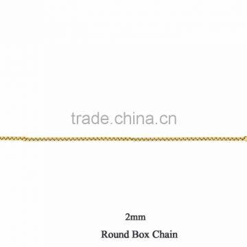 2 MM Gold Plated Round Box Chain