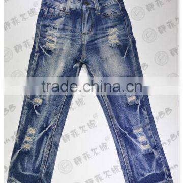 children boys and girls long hole jeans Hot Sale Children Jeans Kid Boy Cotton Denim Jeans