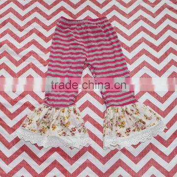 Children's Boutique Clothing Wholesale Baby Pink White Stripes Leggings Baby Girl Ruffle Hot Pants photo-3