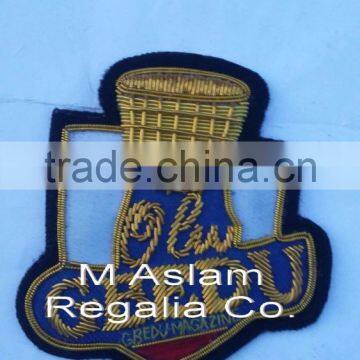 Hand Embroidery Bullion wire blazer Customize Badge