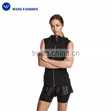 Bodybuilding Blank Custom Sleeveless With Zippers Gym Wear Hoodie