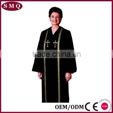 Church Supply Cotton Polyester Black Church Pulpit Robe photo-2