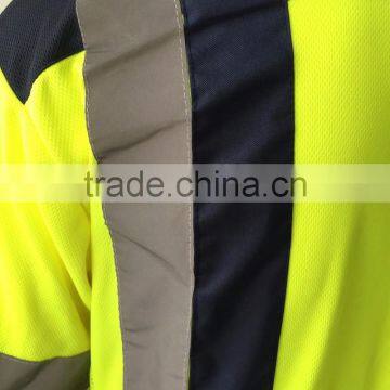 Polyester Contrast High Visibility Safety Europe Birdeye Sew-on Tape Reflective Polo Shirt photo-5