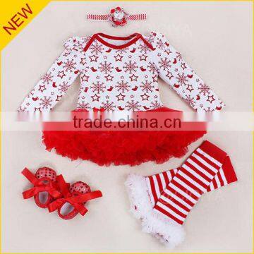 Custom 2016 newborn baby christmas outfits package hip dress up Merry Christmas party female baby pajamas