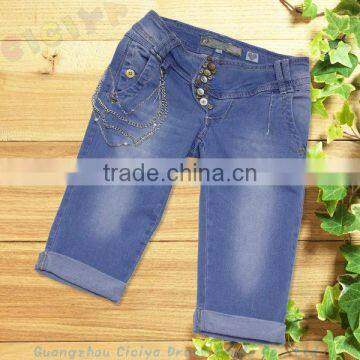 Latest fashion bermuda design cotton girl jeans with belt