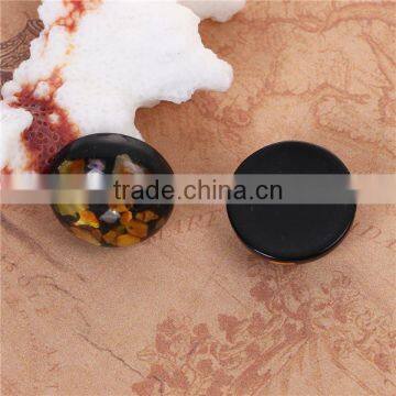 Resin & Shell Mosaic Dome Seals Cabochon Round Yellow photo-3