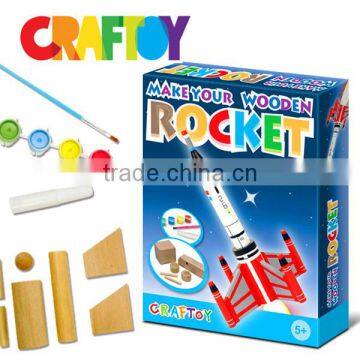 Arts & Crafts Kit Wooden Toys Color Your Tall Wooden Rocket