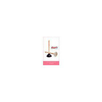 Mini Rubber Toilet Brush andPlunger with 29cm Wooden Handle Durable Cleaning Product