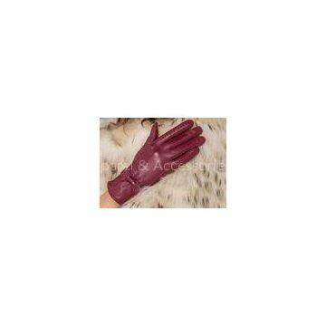 Basic Fashion Multi Color Custom Girls Leather Gloves with Nice Bow Wine Red / Black / Brown