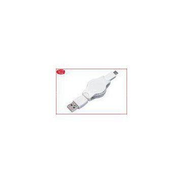 High Speed Micro 5 Pin To USB 2.0 Retractable Charger Cable 80CM in White