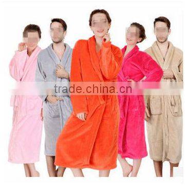 Chinese newest fashion bright colored coral fleece bathrobe