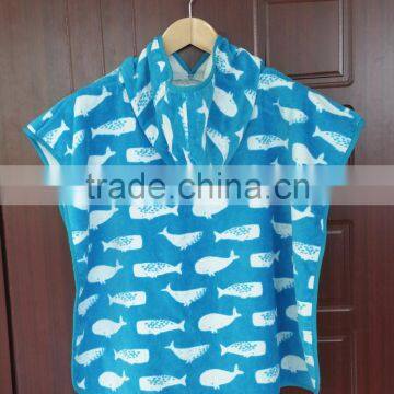 100 Cotton Reactive Print Hooded Poncho Towels for Kids photo-3