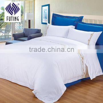 Luxury Embroidery Bed Linens White Pure Cotton Hotel Bedding Sets