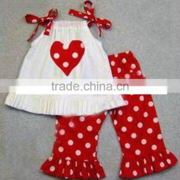 Red valentines boutique outfits,western baby girls valentines day outfit sets M5042501