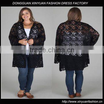 Black Lace Plus Size Maternity Cardigan XYW2839