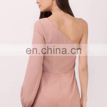 High Quality Blush Plain One Shoulder Adult Romper photo-3