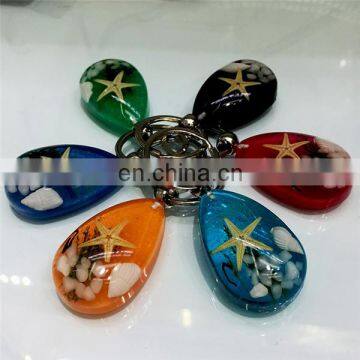 Luminous Stone Accessories Natural Starfish Imitation Amber Car Pendant Accessory Key Chain Ring photo-3