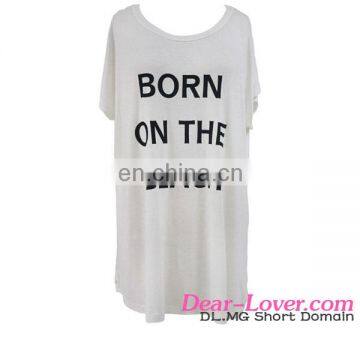 Wholesale Fashion Born On The Beachwear Plain White Round Neck T-shirt