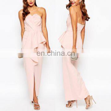 European Style Elegant Off Shoulder Peplum Maxi Dress Tall Tube Women Sexy Maxi Dress