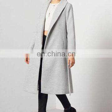 High quality Wholesale long style grey panel coat for women