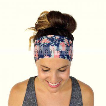 workout fitness hair headbands lycra nylon custom flower headband