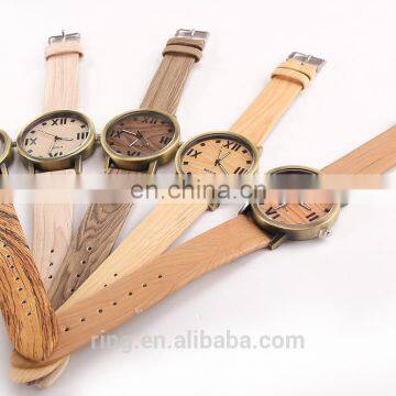 Imitation Wooden Watches for Girl Metal Case Leather Wooden Factory Watch photo-5