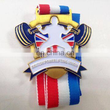 Irregular shape antique gold plating medal zinc alloy casting medal commemorative medal weight-lifting medal