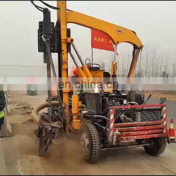 roadside guardrail driving small wheel pile driver