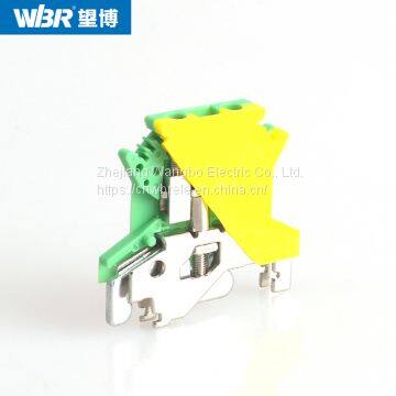 Yellow-green Ground Terminal Cable Connector DIN Rail Terminal USLKG2.5 photo-4