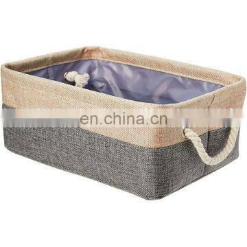 linen  bathroom collapsible laundry hamper square cotton rope laundry basket small children fabric storage basket