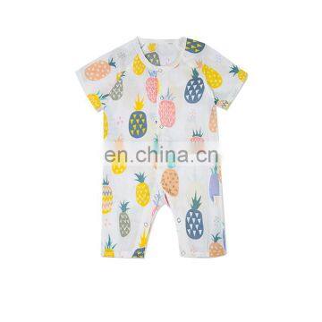 Two Layers High Density Muslin Cotton Baby Romper Clothing for Newborn Infant With Button Summer photo-3