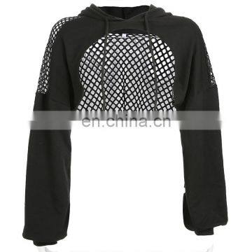 Hot Wholesale Women's Ladies Sexy Printed Long-sleeved Solid Short Mesh T-shirt photo-5