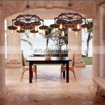 Retro Gear Industrial Loft Decorative Pendant Lamp Wood Chandelier Light photo-3