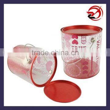 candy bucket with clear body and metal lid