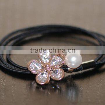 Flower with beads Colorful elastico band hair para cabello pelo floral de buena calidad