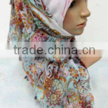 SSN001 New arrival printed voile muslim square scarf