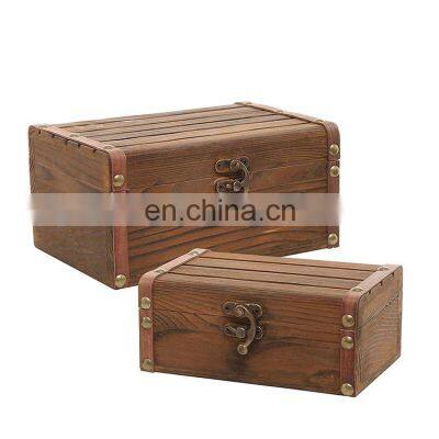 Hot sale custom rustic style antique wooden gift box with small lock