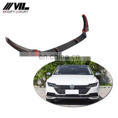 Real Carbon fiber front bumper lip for 2019-2020 VW CC Regular with three sections (no fit R-Line)