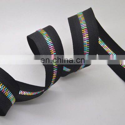 Rainbow Nylon Colored Resin Decorative Metal Rainbow Zipper Tape photo-5