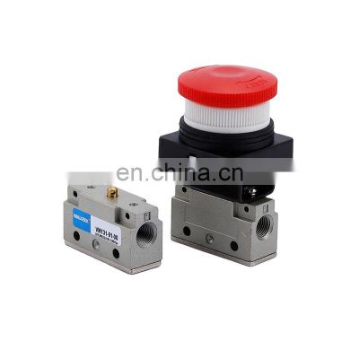 VM131-01-30 G1/8 Air Control Thread Mushroom Button Type 3 Port 2 Way Aluminum Pneumatic Mechanical Valve