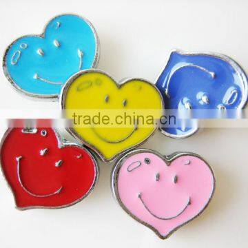 2015 gift store souvenir assorted color smiling face metal bead diy 8mm slide charm bead