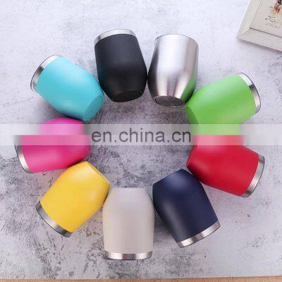 12oz Egg Cups With Plastic Sprayed Double-Layer Stainless Steel Insulation Wine Glass Eggshell Cups