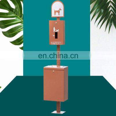 Factory Supply Galvanized Sheet Poop Rectangular Shit Trash Bin Dog Pet Waste Station photo-4