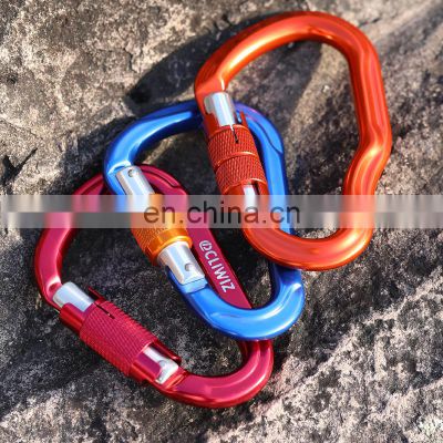 JRSGS Whosale 12-30KN Round/D-Sharped Aluminum Carabiner Clip Screw Locking Camping Climbing Hiking Snap Hook S7116