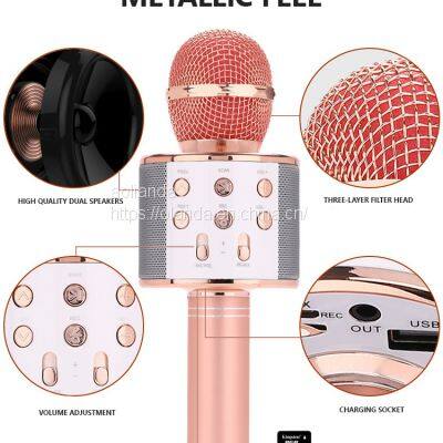 Portable ABS Karaoke Handheld Microphone BT Radio Speaker Consender Handheld Studio Microphone for Smartphone photo-2